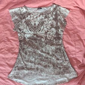 Lace design short-sleeved blouse